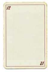 empty playing card paper background with number twelve 12