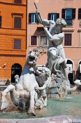 Fountain of the four Rivers on Piazza Navona in Rome. Italy.