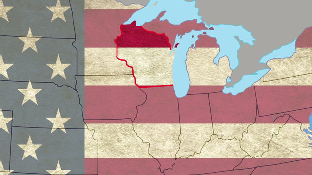 Wisconsin pull out, smooth USA map, all states available