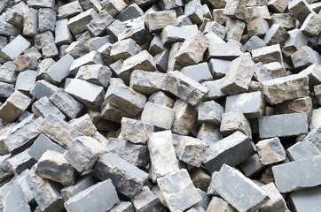 Pile of cobblestone pavers