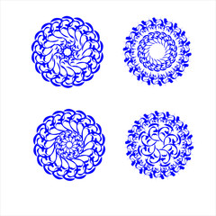Flowers in a circle. Vector set