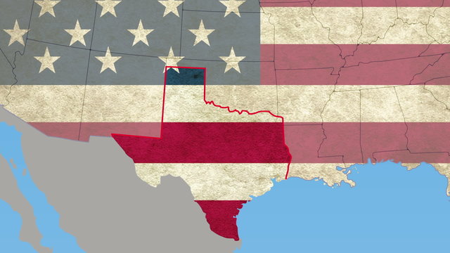 Texas pull out, smooth USA map, all states available