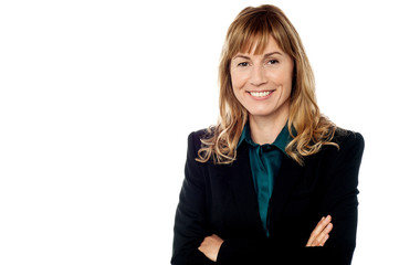 Obraz premium Corporate lady posing on white background