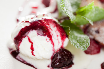 vanilla ice cream with berries