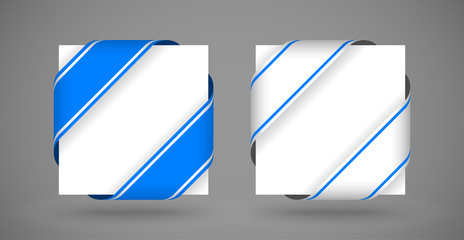 vector blue and white christmas corner ribbons