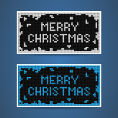 vector white and blue christmas tetris cards