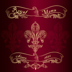 Royal menu design with fleur de lis © Mary fleur