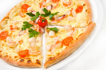 pizza with seafood