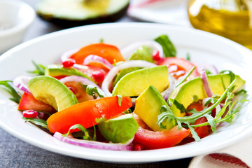 Avocado with Pomegranate and Rocket salad