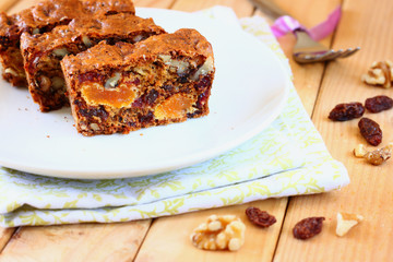 homemade healthy cake with dried fruits