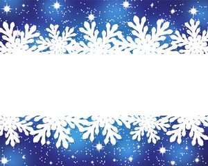 banner with paper snowflakes on a blue background - obrazy, fototapety, plakaty
