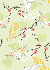 Seamless Pattern with Paper Cranes