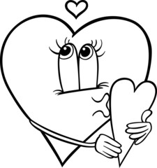heart with valentine card coloring page