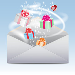 Envelope  inside with an a gifts .Vector