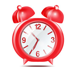 Red alarm clock on a white background.Vector