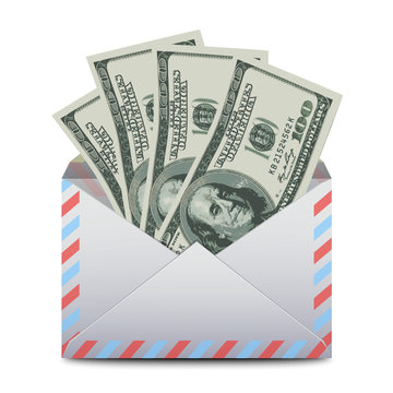 Envelope with dollars USA. Vector