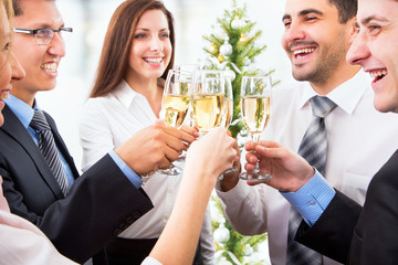 Happy people with of crystal glasses