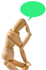 wooden figurine of thinking man