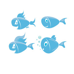 Set of vector fish icons