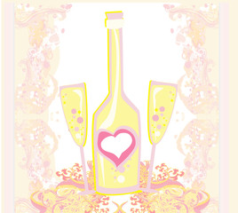 Abstract illustration of wine bottle and wine glass