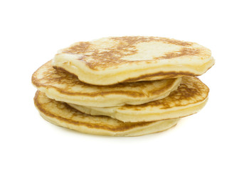 Fresh baked pancakes on a white background