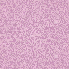 Vector seamless floral pink damask pattern