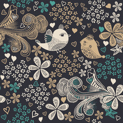 Naklejka premium seamless abstract floral pattern