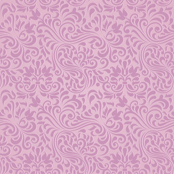 Vector seamless floral pink damask pattern