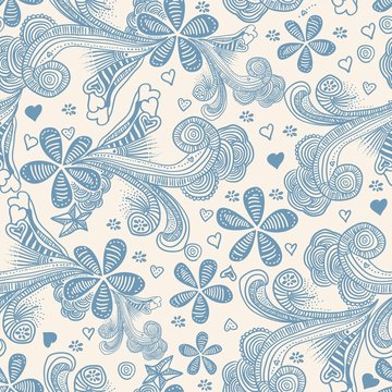 seamless floral pattern in blue © nataliiaku