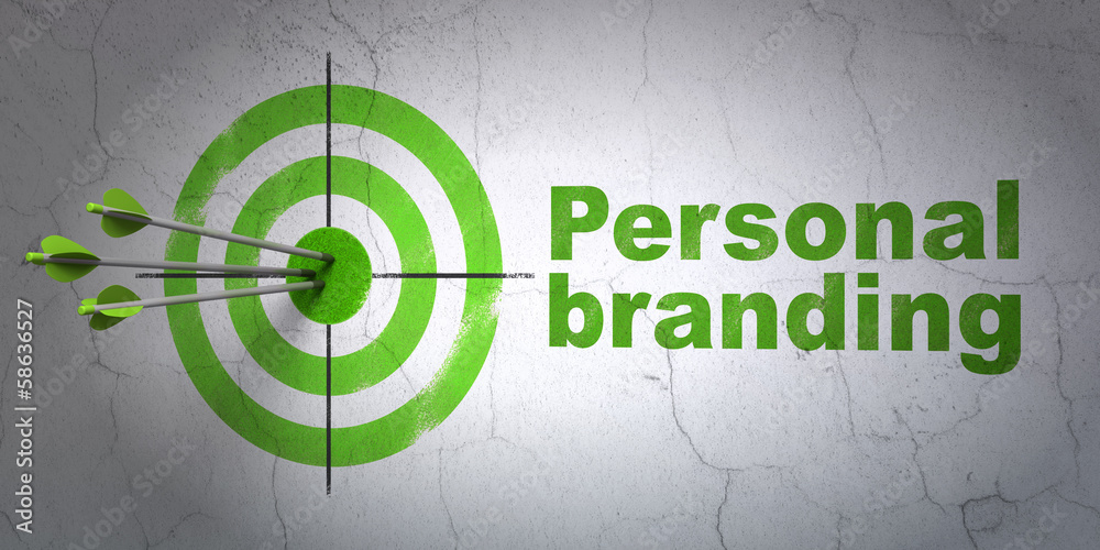 Sticker advertising concept: target and personal branding on wall