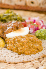 Ethiopian Feast - Injera (sourdough flatbread) with stews