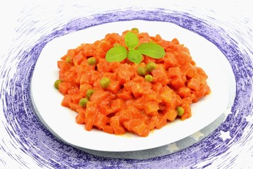 boiled carrots and peas