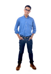 Handsome casual man smiling - isolated over a white background