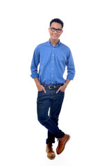 Handsome casual man smiling - isolated over a white background