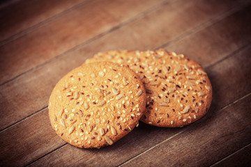 Cookies at wooden background