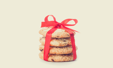 Chocolate homemade pastry cookies isolated on white background