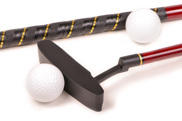 Golf Ball and Club isolated on white background