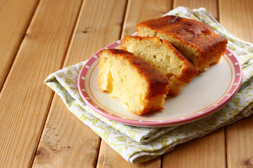 fruit cake on wooden table