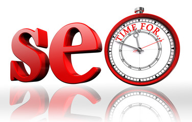 seo red word and clock
