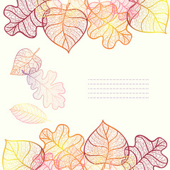 Ornamental background with art autumn leaves.