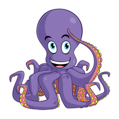 Cute cartoon octopus isolated on a white background