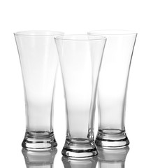 Three beer empty glasses