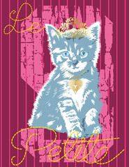 Ilustracion vectorial gato con corona