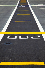 Small runway on the deck of aircraft carrier