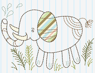 ilustracion vectorial de elefante para bebes con patron de relleno