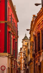 Fototapeta na wymiar Narrow Streets of Seville Spain City View