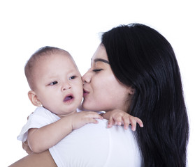 Mother and child care concept isolated on white bakckground