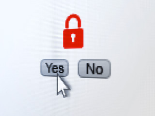 Data concept: Closed Padlock on digital computer screen