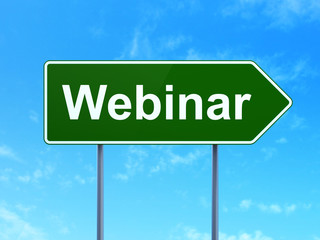 Education concept: Webinar on road sign background