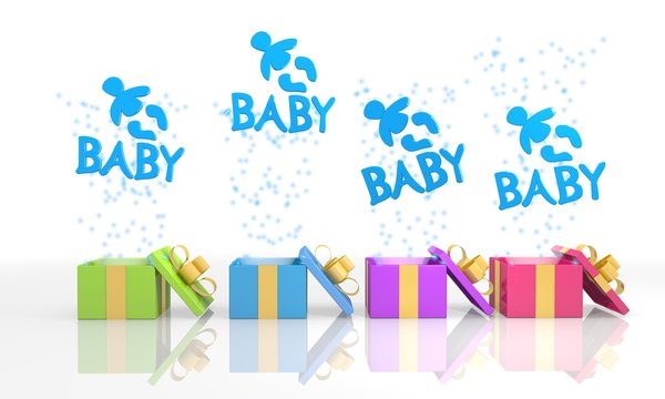 christmas present boxes with baby icon